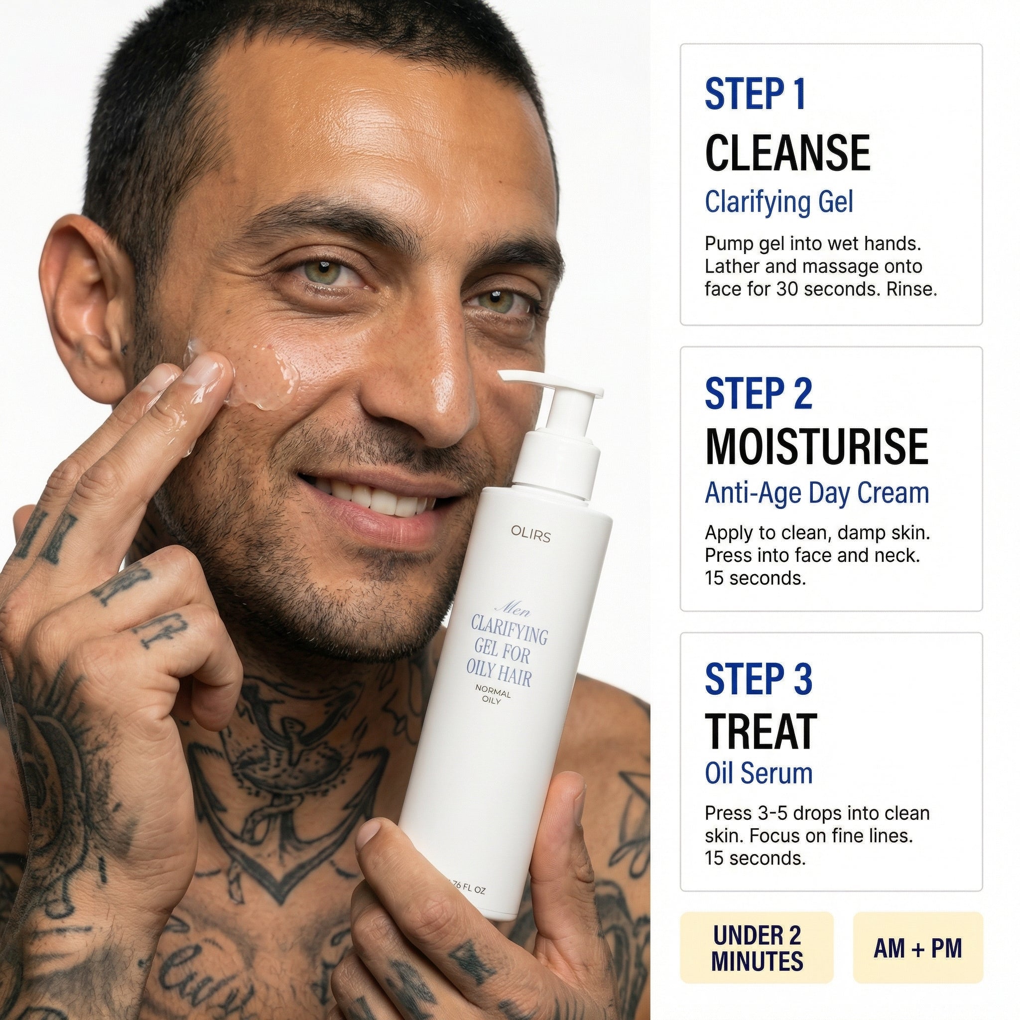 Pro Clear Skin Set - 3-Step Routine Guide | OLIRS Men's Skincare