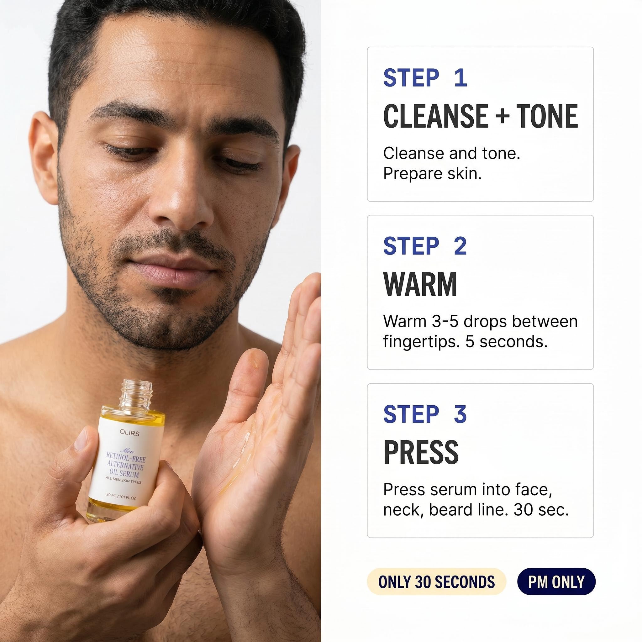 Natural Retinol Oil Serum - How It Works | OLIRS Men's Skincare